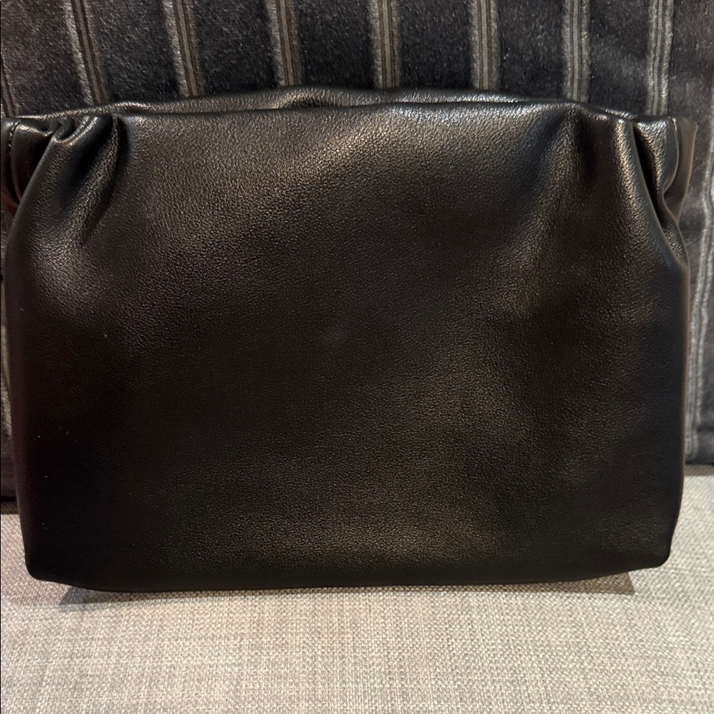 Anthropologie Faux Leather Back Elegant Black Clutch